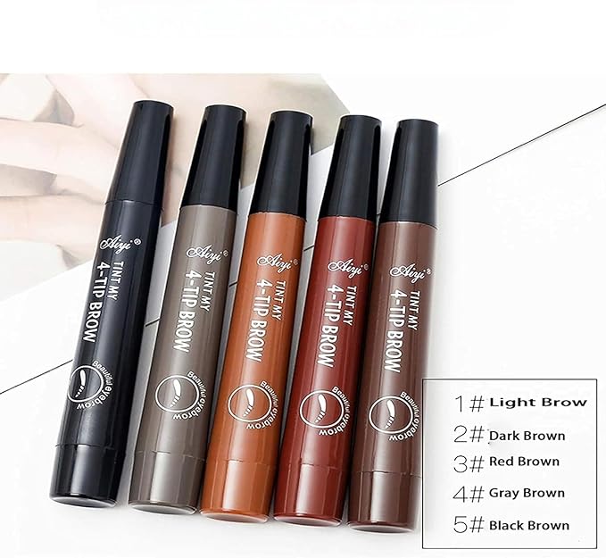 Eyebrow Pen with Pointed Tip Eyebrows Liquid Makeup Pencil Long Lasting Waterproof Fork Tip Eyebrow Tattoo Pen (Multicolor) (1254186)