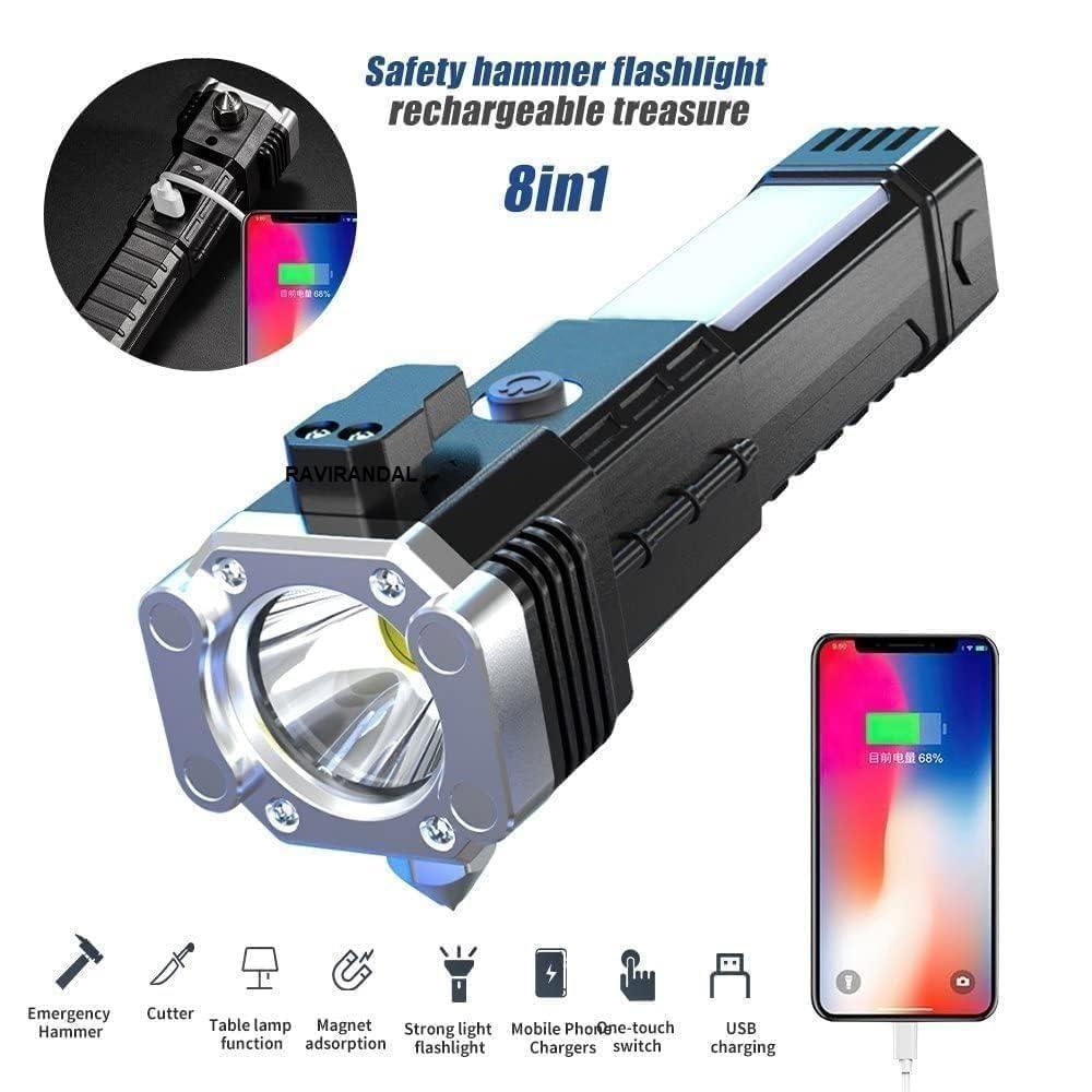8 in 1 Portable Rechargeable Torch LED Flashlight (1254339)