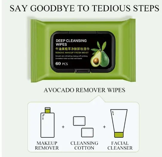 Avocado Makeup Remover Wipes (60 Pcs) (1254192)