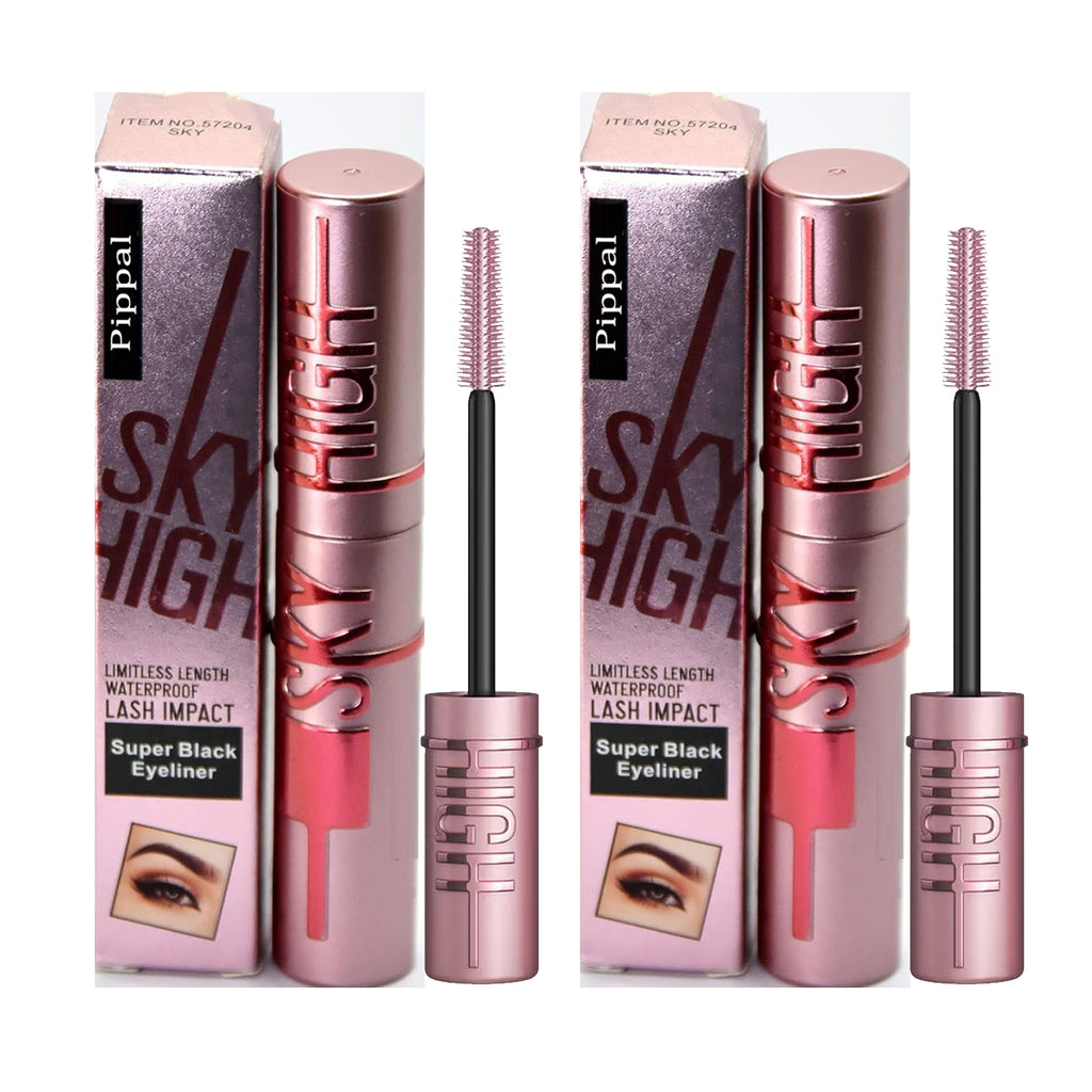 Pippal Sky High Eyeliner 2 Pcs with Mascara Ultra Volume Up Volumizing Mascara for Bold And Dramatic Lashes Long Lasting Waterproof 10Gm (Pack of 2) (1254193)