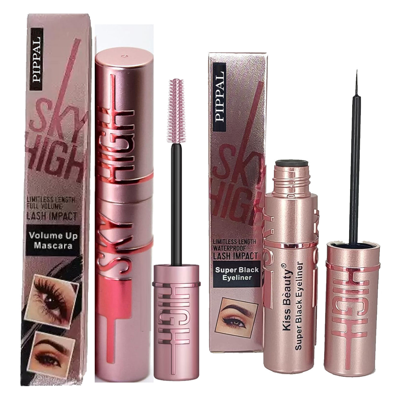 Pippal Sky High Eyeliner 1 Pcs with Mascara Ultra Volume Up Volumizing Mascara Long Lasting Waterproof 10Gm (Pack of 1) (1254195)