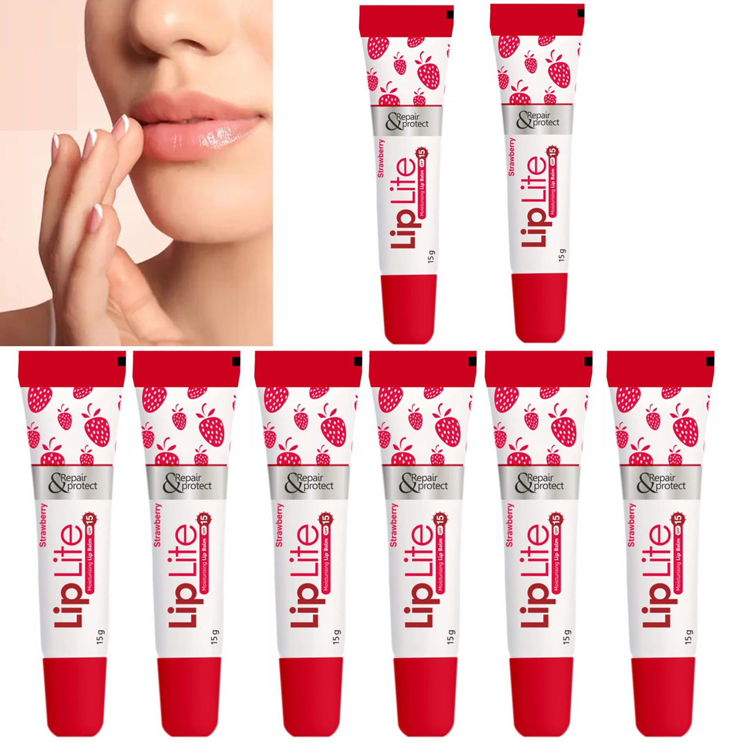 Lip Lite Strawberry Moisturising Lip Balm 15g (Pack of 8) (1254198)