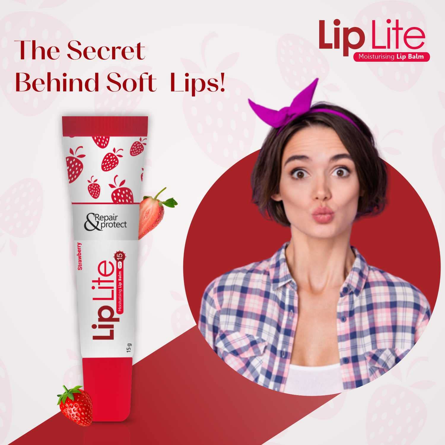 Lip Lite Strawberry Moisturising Lip Balm 15g (Pack of 8) (1254198)