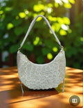 Silver Scallop Beaded Shoulder Bag (125442)