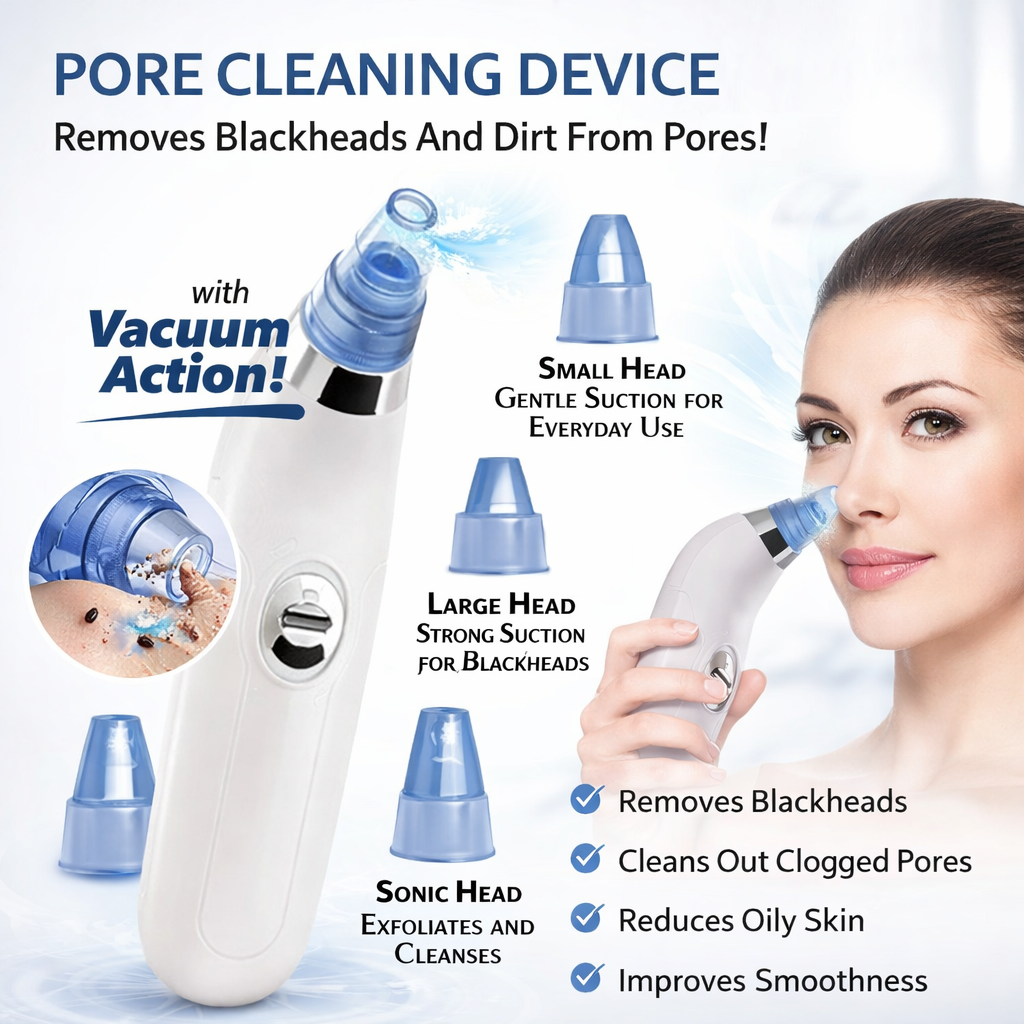 Derma Suction Vacuum Skin Cleanser | 4 in 1 Multi-function Blackhead Remover Tool | Remover Kit Skin Cleaner | Pimple Removal Tool | Ane Removal Tool (1254200)