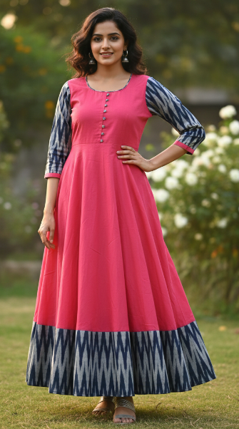 Women Solid Cotton Gown (1254107)