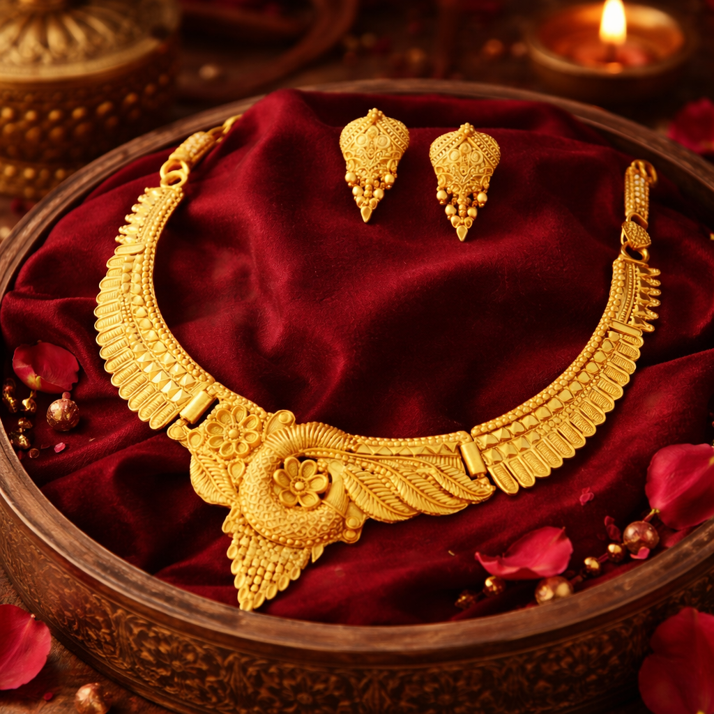 New Tready Golden Jewellery Set for Women (1254109)