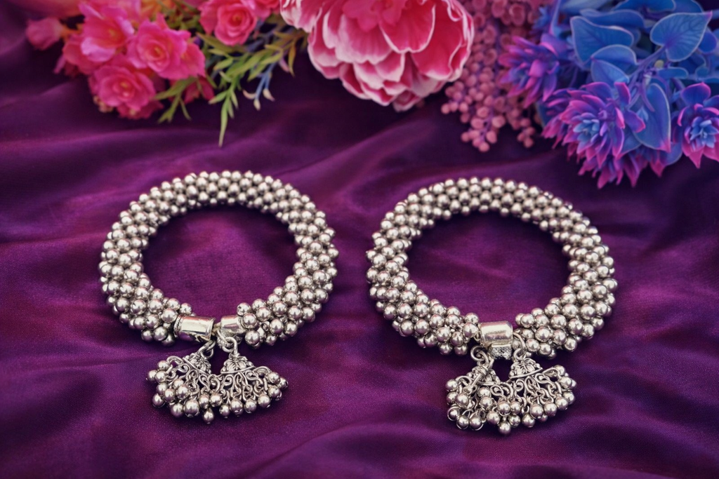 Silver Sterling Silver Kada  (Pack of 2) (125498)