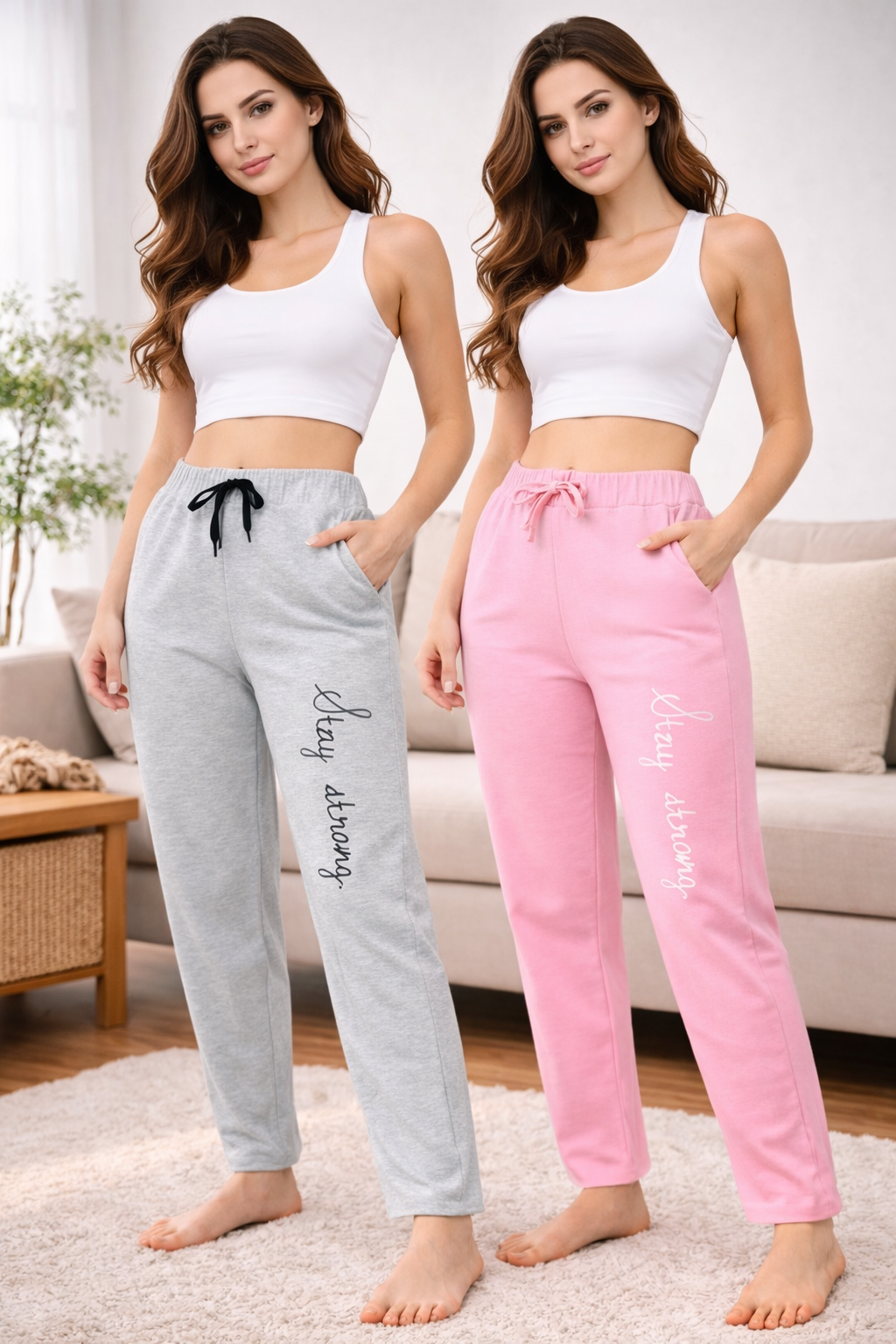 Cotton Blend Straight Fit Trouser for Women (1254120)