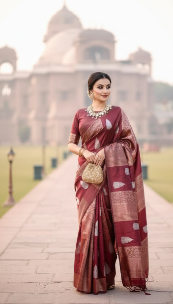 Art Silk Saree With Blouse For Women (125468)