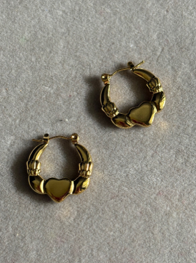 Anti-Tarnish Gold-Tone Heart Hoop Earrings (125417)
