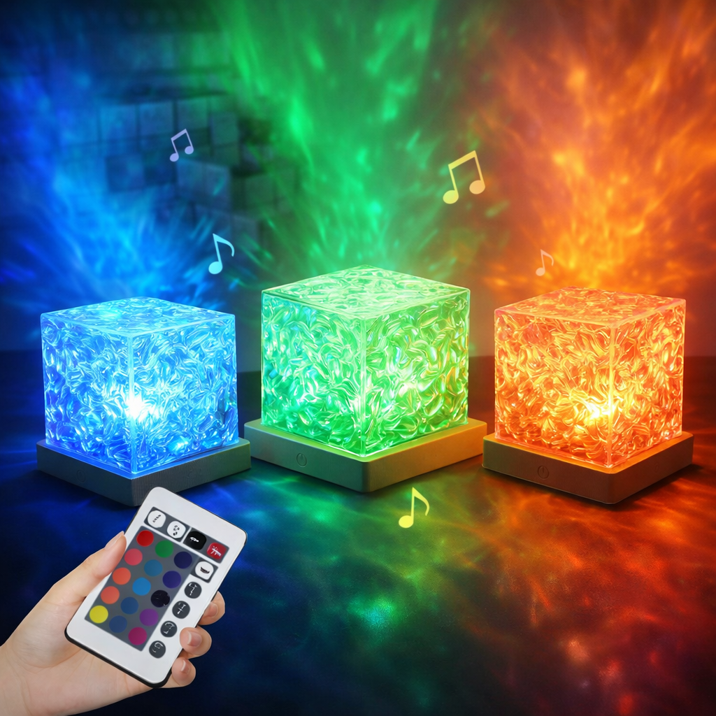 LED 3D Ocean Wave Projector Night Lamp – Water Ripple & Northern Lights Effect (125457)