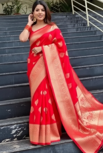 Jacquard Printed Saree for Women (125476)