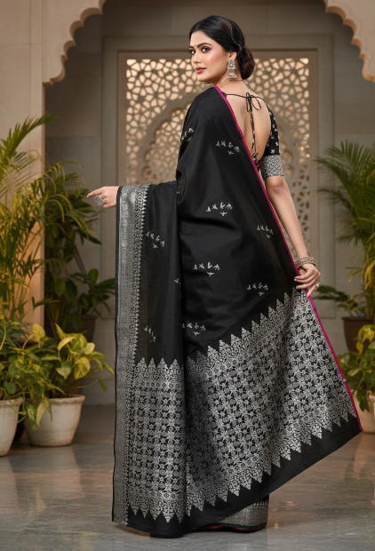 Jacquard Saree With Blouse For Women (125478)