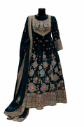 Elegant Embroidered Teal Anarkali Suit Set (125413)