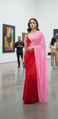 Georgette Colourblocked Saree for Women (125475)