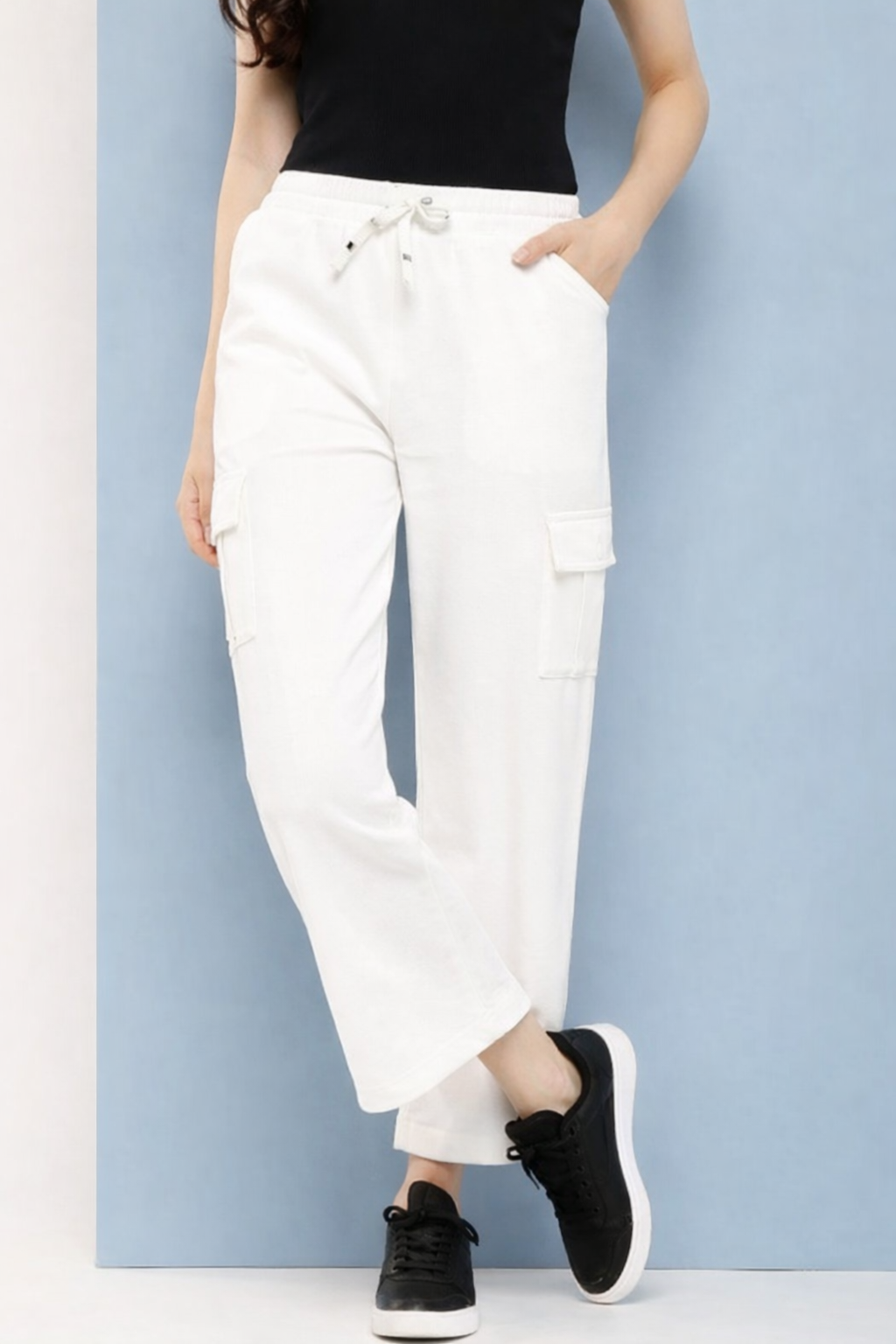 Cotton Blend Straight Fit Trouser for Women (1254128)