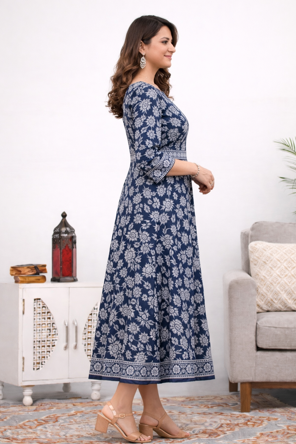 Anarkali Poly Crepe Printed Kurti for Women (125461)