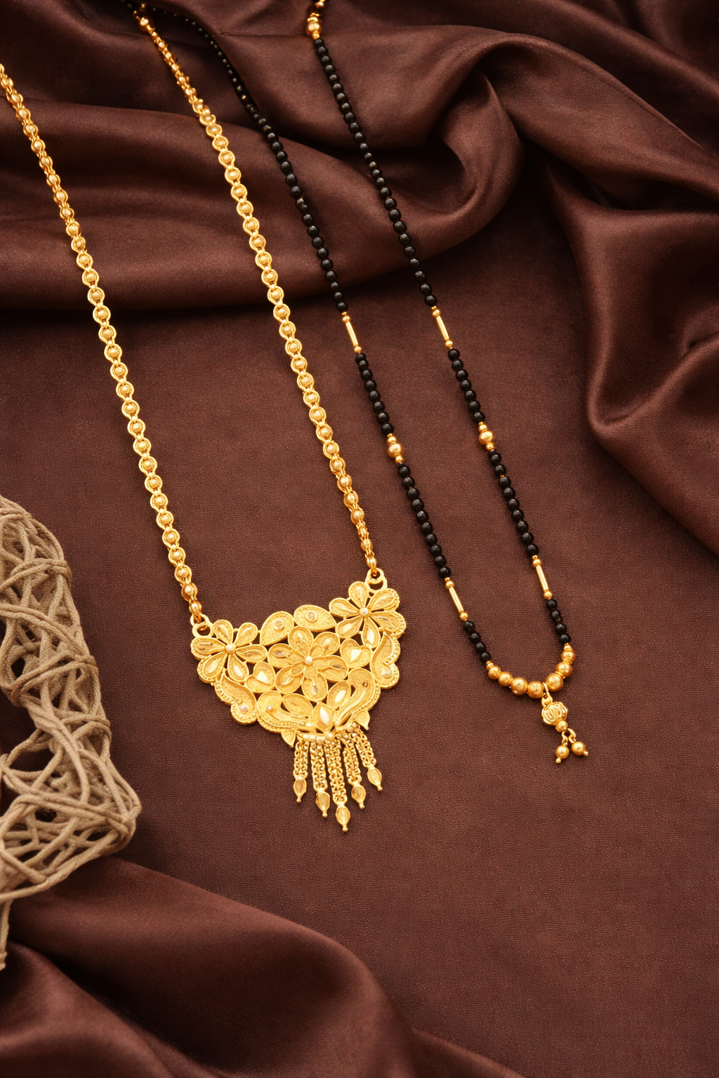 Gold plated Long Moti Mala Mangalsutra With Short Mangalsutra (30 Inch And 24 Inch) (1254136)