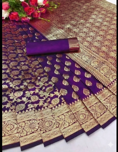 Banarasi Silk Saree With Blouse For Women (125492)