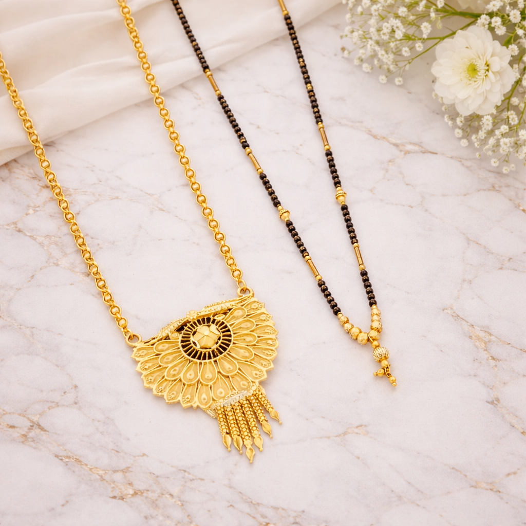 Gold plated Long Moti Mala Mangalsutra With Short Mangalsutra (30 Inch And 24 Inch)(1254138)
