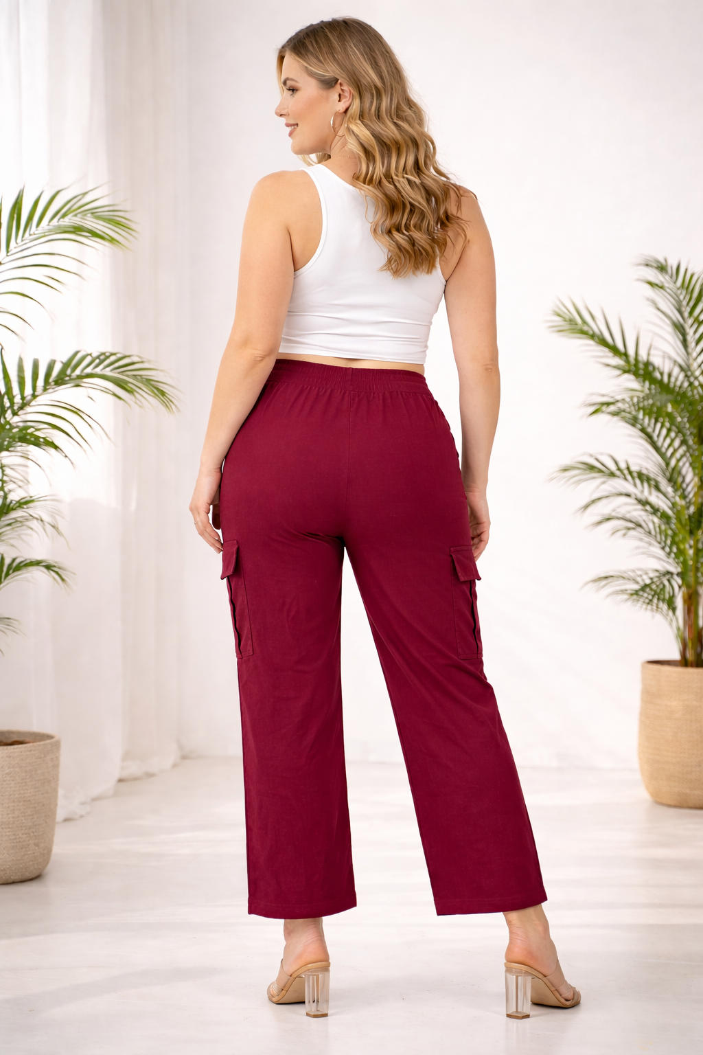 Cotton Blend Straight Fit Trouser for Women (1254121)