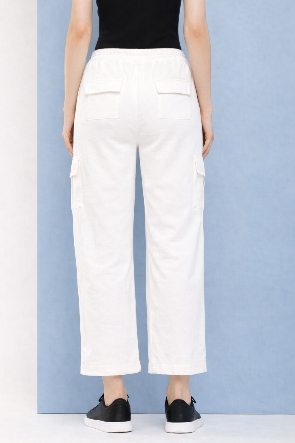 Cotton Blend Straight Fit Trouser for Women (1254128)