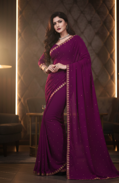 Lycra Blend Solid Saree for Women (125483)