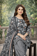 Crepe Printed Unstitched Dress Material for Women (Grey, 2 m) (Unstiched) (1254151)