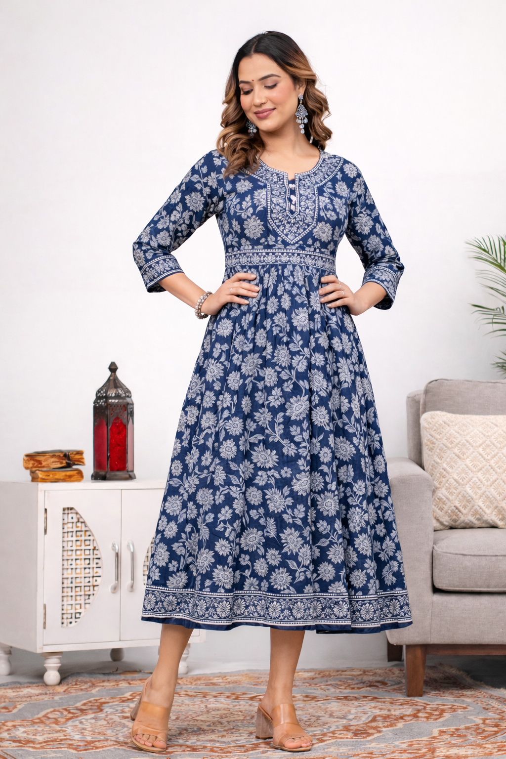 Anarkali Poly Crepe Printed Kurti for Women (125461)