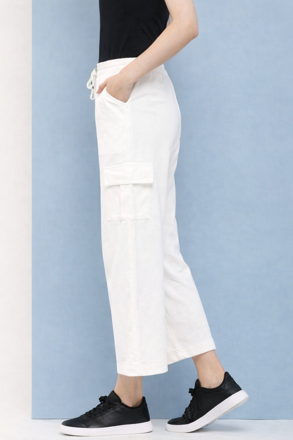Cotton Blend Straight Fit Trouser for Women (1254128)