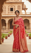 Jacquard Striped Saree for Women (125482)
