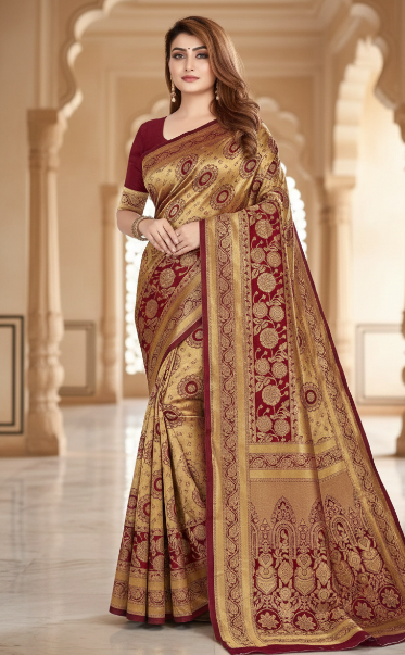 Jacquard Saree With Blouse For Women (125477)