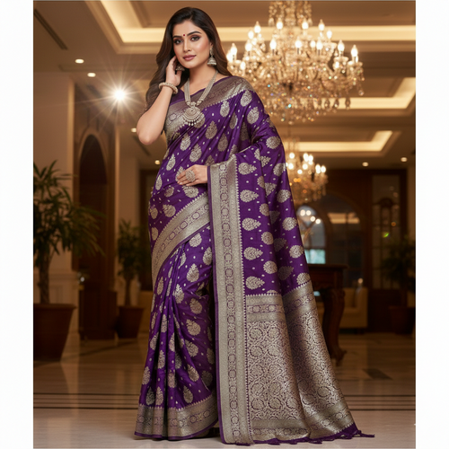 Banarasi Silk Saree With Blouse For Women (125488)