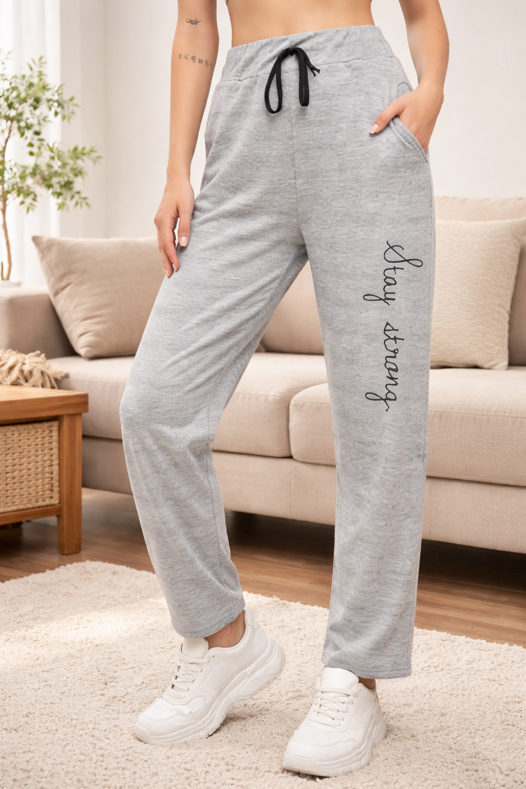 Cotton Blend Straight Fit Trouser for Women (1254119)