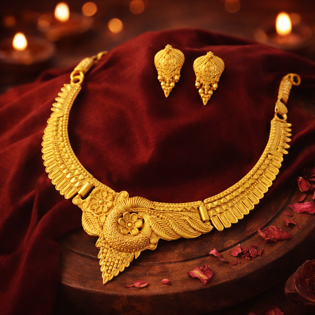 New Tready Golden Jewellery Set for Women (1254109)
