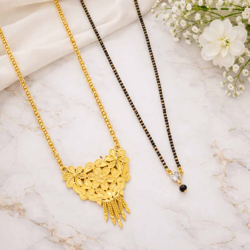 Gold plated Long Moti Mala Mangalsutra With Short Mangalsutra (30 Inch And 24 Inch) (1254137)