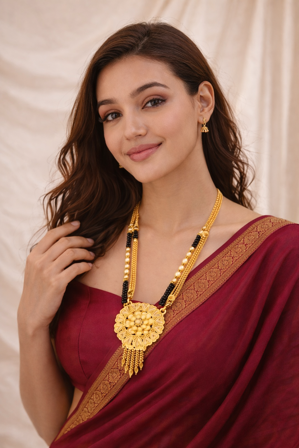 Mangalsutra Ki Mala Design With Moti Chen Ladi Lomg and short Combo Set [ BUY 1 GET 1 FREE ](1254132)