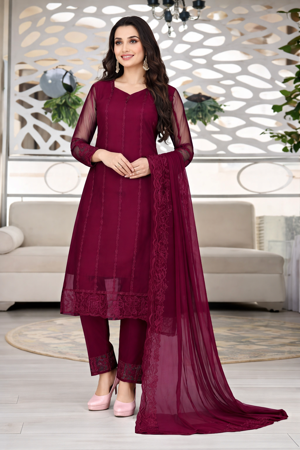 Kurta With Dupatta And Bottomwear (1254156)