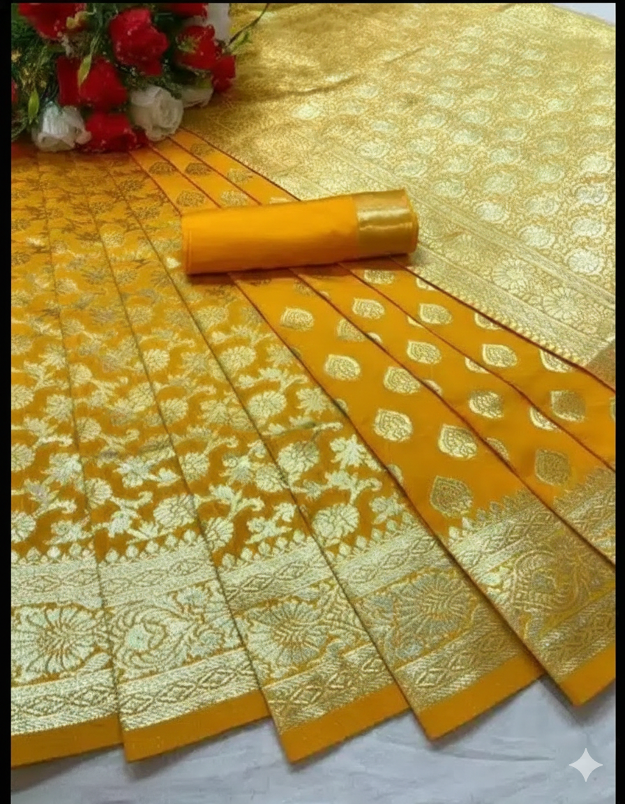 Banarasi Silk Saree With Blouse For Women (125492)