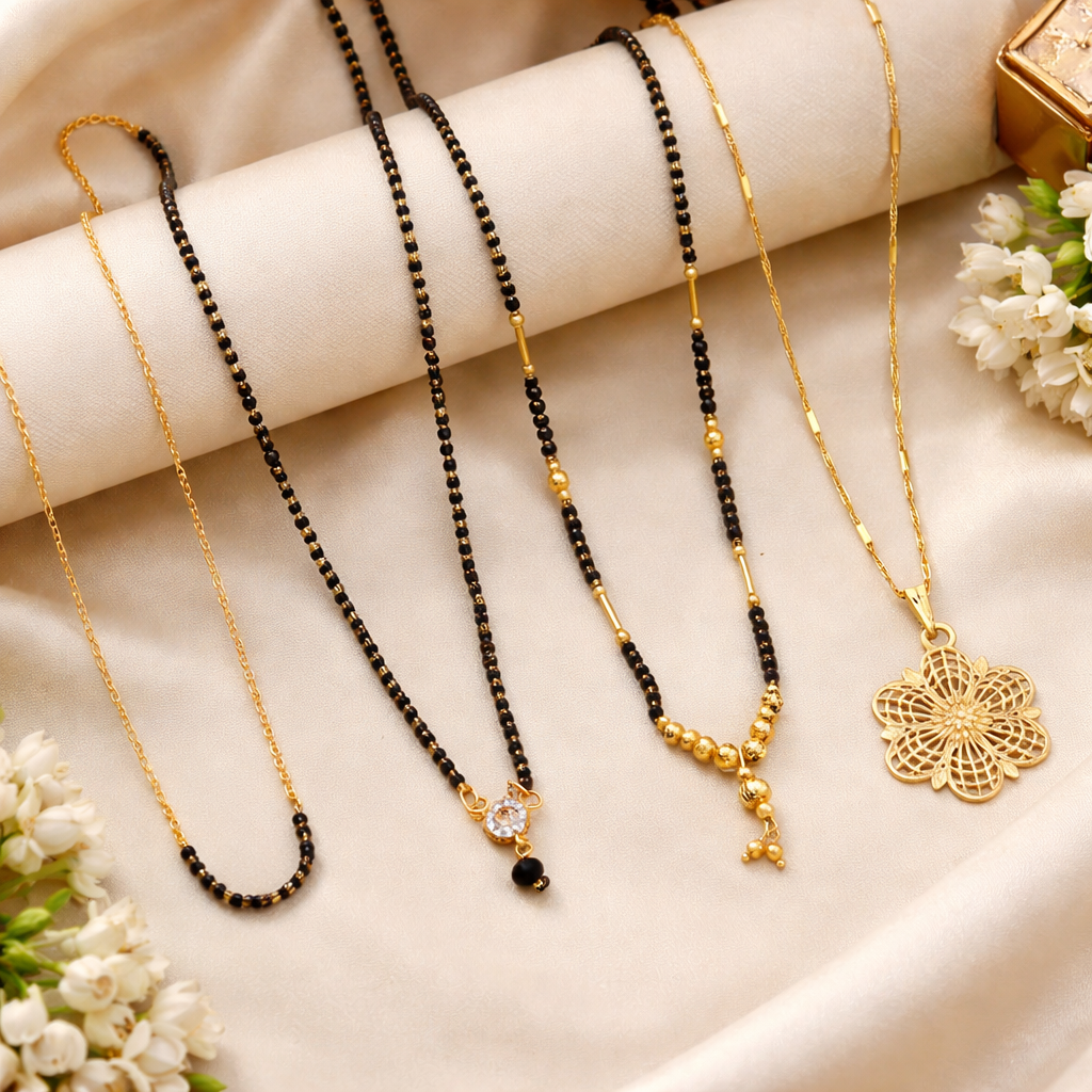 Combo Mangalsutra Ki Mala Design With Moti Chen Ladi Lomg and short Combo Set [ BUY 1 GET 3 FREE ](1254133)