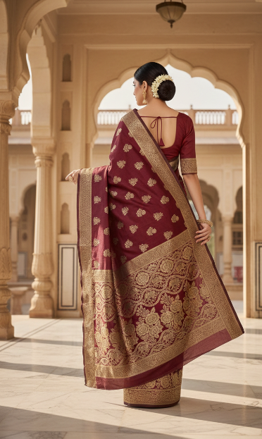 Banarasi Silk Saree With Blouse For Women (125471)