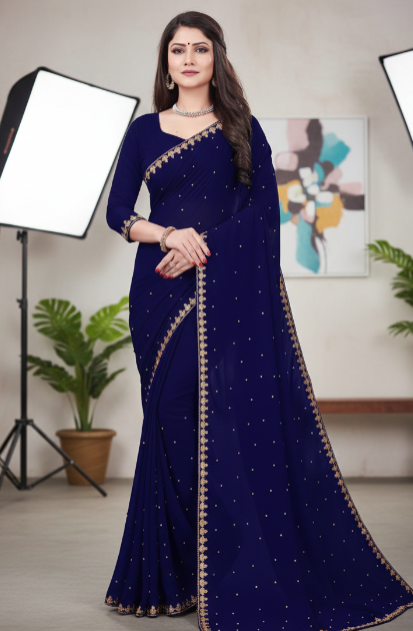 Lycra Blend Solid Saree for Women (125485)