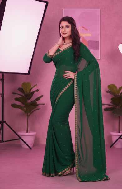 Lycra Blend Solid Saree for Women (125486)