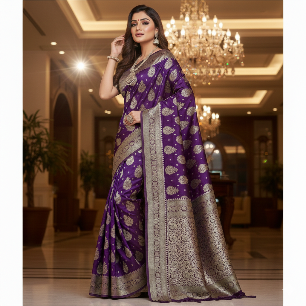 Banarasi Silk Saree With Blouse For Women (125488)