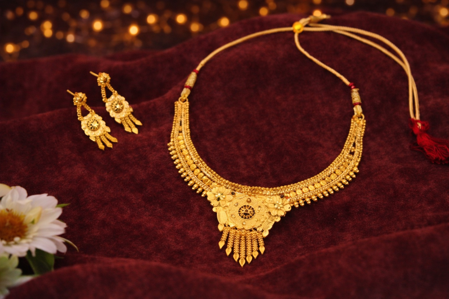 Jewellery Set Grand Look Gold Plated Necklace And Earring Set (1254114)
