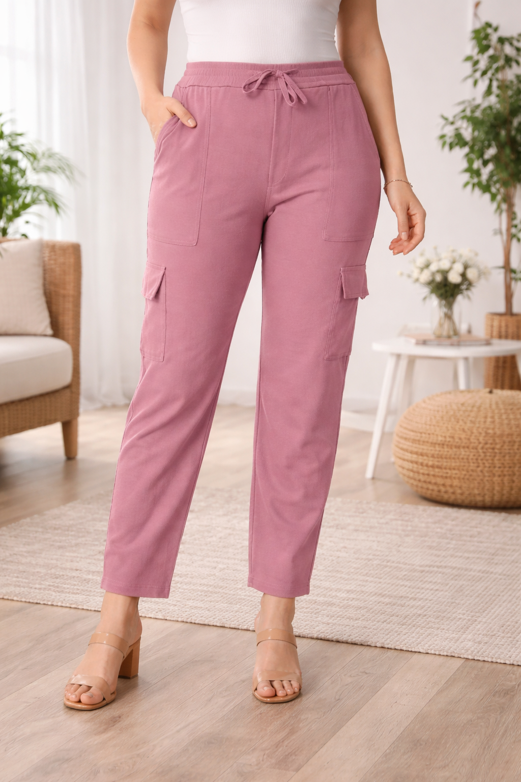 Cotton Blend Straight Fit Trouser for Women (1254126)