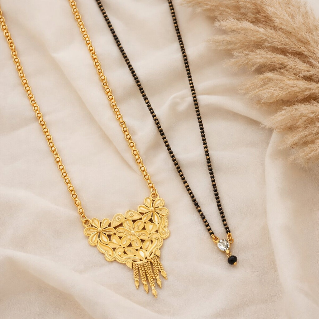 Gold plated Long Moti Mala Mangalsutra With Short Mangalsutra (30 Inch And 24 Inch) (1254137)