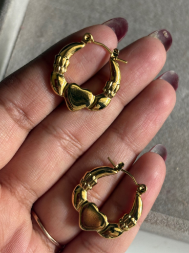 Anti-Tarnish Gold-Tone Heart Hoop Earrings (125417)