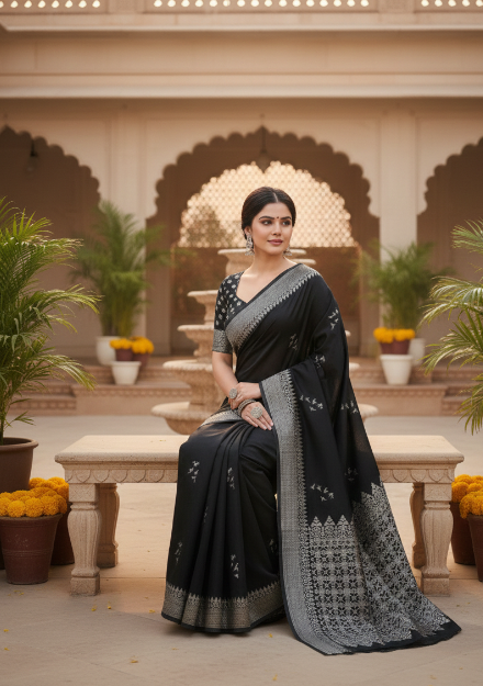 Jacquard Saree With Blouse For Women (125478)